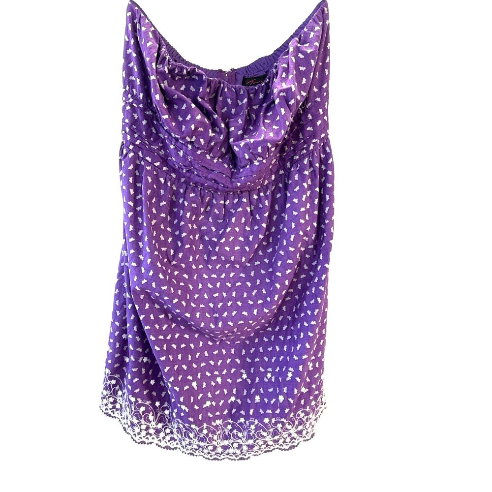 Torrid Strapless Purple Butterfly Summer Dress Lace Bottom - 18 - Lined zip back